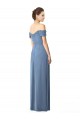 A-Line Off the Shoulder Soft Chiffon Long Dusty Blue Bridesmaid Dress Sydney
