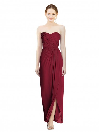 Sheath Sweetheart Soft Chiffon Long Burgundy Bridesmaid Dress Sydney