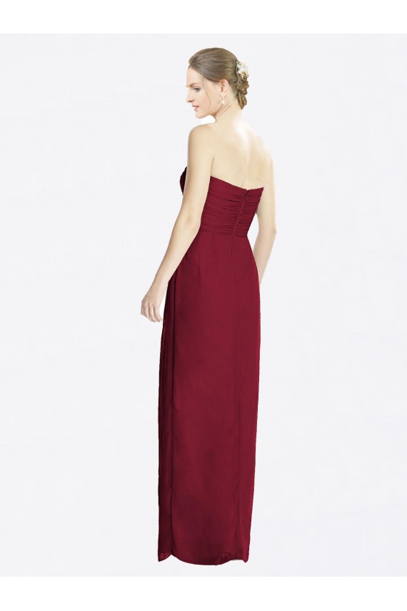 Sheath Sweetheart Soft Chiffon Long Burgundy Bridesmaid Dress Sydney