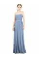 A-Line Strapless Soft Chiffon Long Dusty Blue Bridesmaid Dress Sydney