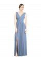 A-Line V-Neck Soft Chiffon Long Dusty Blue Semi Formal Evening Dress / Bridesmaid Dress Sydney