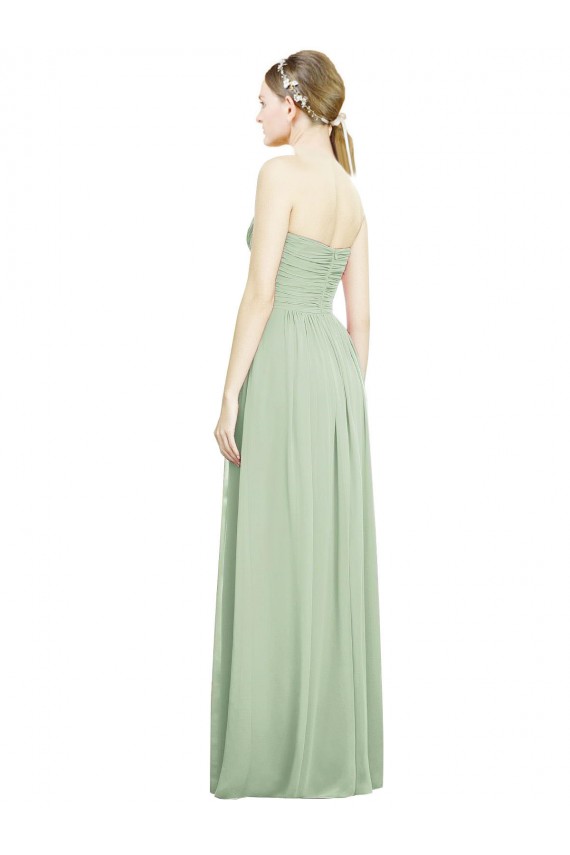 A-Line Strapless Soft Chiffon Long Sage Bridesmaid Dress Sydney