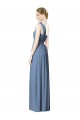 A-Line One Shoulder Soft Chiffon Long Dusty Blue Bridesmaid Dress Sydney