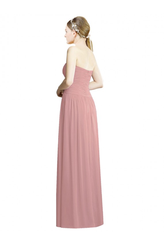 A-Line Strapless Chiffon Long Dusty Pink Bridesmaid Dress / Evening Dress Sydney
