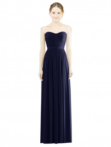 A-Line Strapless Soft Chiffon Long Dark Navy Formal Evening Gown / Bridesmaid Dress Sydney