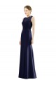 Mermaid Illusion Neck Soft Chiffon & Lace Long Dark Navy Bridesmaid Dress Sydney