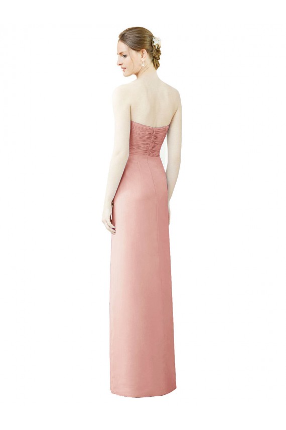 A-Line Strapless Soft Chiffon Long Bliss Pink High Low Bridesmaid Dress Sydney