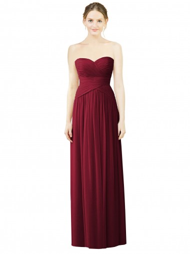 A-Line Sweetheart Soft Chiffon Long Burgundy Evening Dress / Bridesmaid Dress Sydney