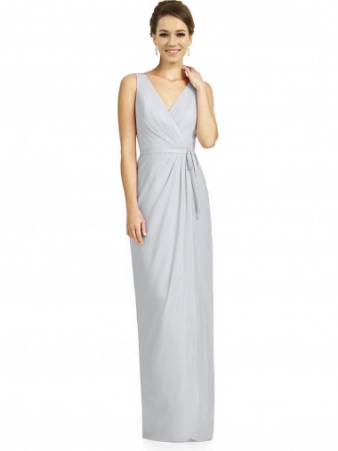 Sheath V-Neck Soft Chiffon Long Frost Bridesmaid Dress Sydney