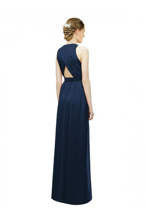 A-Line Halter Neck Soft Chiffon Long Salmon Bridesmaid Dress Sydney