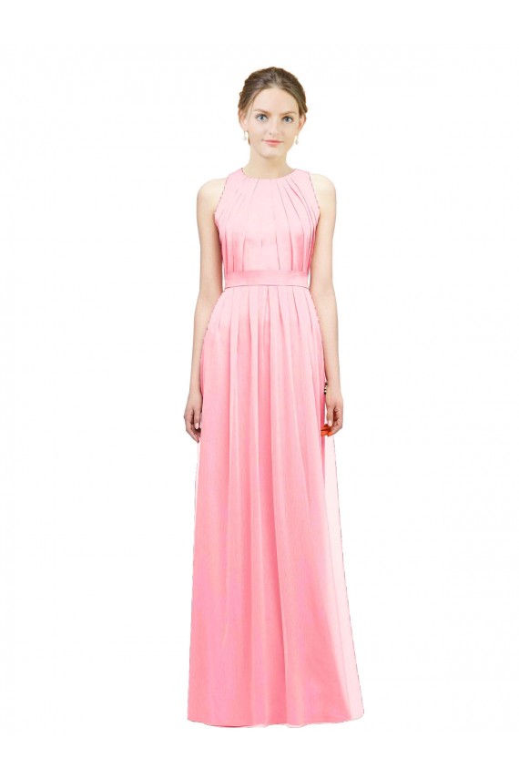A-Line Halter Neck Soft Chiffon Long Salmon Bridesmaid Dress Sydney