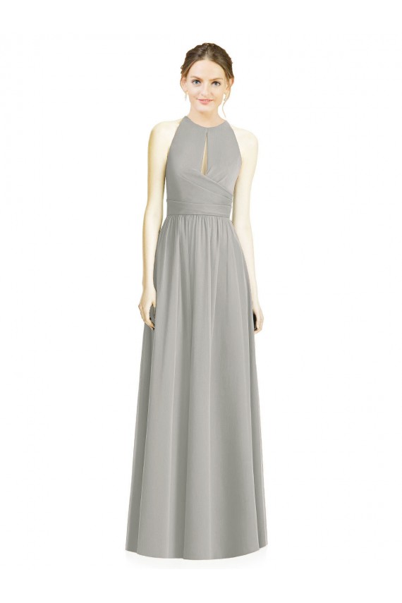 A-Line Halter Neck Chiffon Long Silver Bridesmaid Dress / Evening Dress Sydney