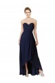 A-Line Sweetheart Soft Chiffon Long Dark Navy High Low Bridesmaid Dress Sydney