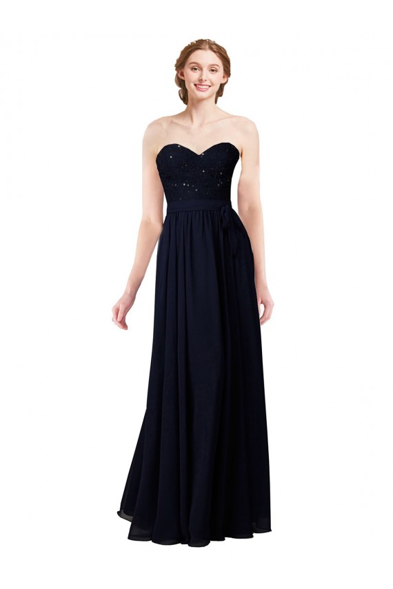 A-Line Sweetheart Soft Chiffon Long Dark Navy Formal Dress / Bridesmaid Dress Sydney