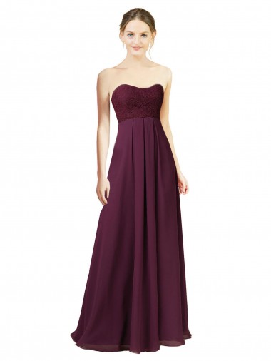 A-Line Sweetheart Soft Chiffon Long Grape Bridesmaid Dress Sydney
