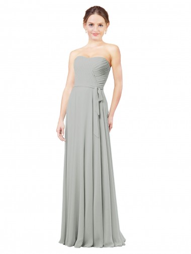 A-Line Sweetheart Soft Chiffon Long Silver Bridesmaid Dresses Sydney