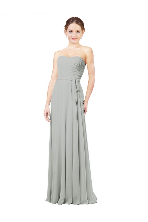 A-Line Sweetheart Soft Chiffon Long Silver Bridesmaid Dresses Sydney