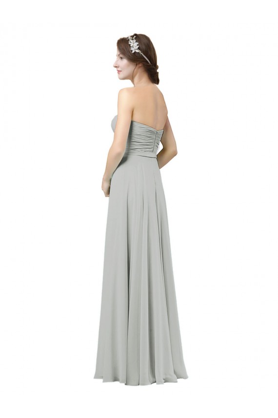A-Line Sweetheart Soft Chiffon Long Silver Bridesmaid Dresses Sydney