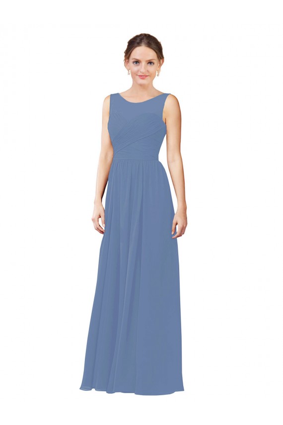 Sheath Sweetheart Soft Chiffon Long Windsor Blue Bridesmaid Dress Sydney