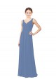 Sheath V-Neck Soft Chiffon Long Windsor Blue Bridesmaid Dress Sydney