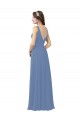 Sheath V-Neck Soft Chiffon Long Windsor Blue Bridesmaid Dress Sydney
