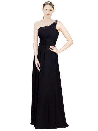 A-Line Sweetheart Chiffon Long Black Bridesmaid Dresses Sydney