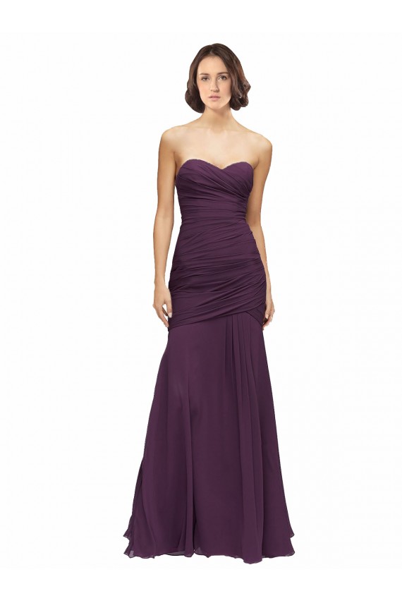 Mermaid Sweetheart Soft Chiffon Long Grape Bridesmaid Dress Sydney