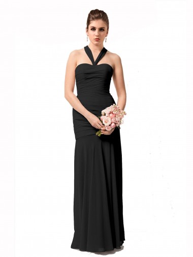 Mermaid Halter Neck Chiffon Long Black Bridesmaid Dress / Evening Dress Sydney
