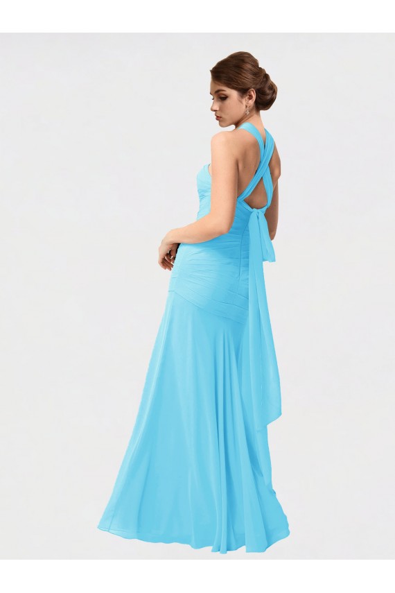 Mermaid Halter Neck Chiffon Long Black Bridesmaid Dress / Evening Dress Sydney