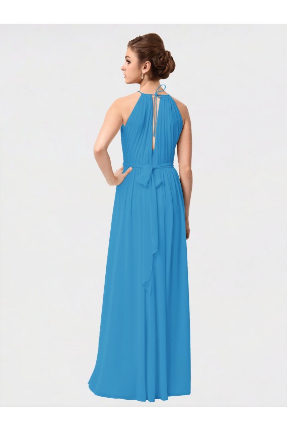A-Line High Neck Soft Chiffon Burgundy High Low Bridesmaid Dress Sydney