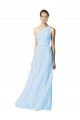 A-Line One Shoulder Soft Chiffon Long Light Sky Blue Bridesmaid Dress Sydney
