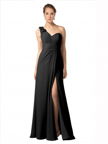 A-Line Sweetheart Soft Chiffon Long Black Bridesmaid Dress / Formal Dress Sydney