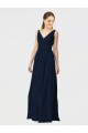 A-Line V-Neck Chiffon Long Dark Navy Bridesmaid Dresses / Formal Dresses Sydney