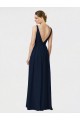 A-Line V-Neck Chiffon Long Dark Navy Bridesmaid Dresses / Formal Dresses Sydney