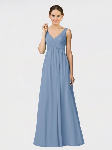 A-Line Sweetheart Soft Chiffon Long Dusty Blue Bridesmaid Dress Sydney