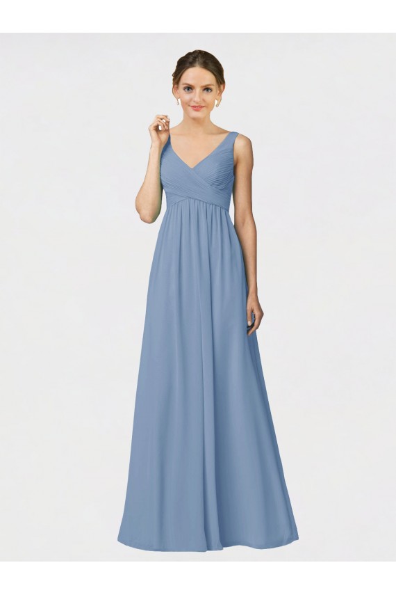 A-Line Sweetheart Soft Chiffon Long Dusty Blue Bridesmaid Dress Sydney