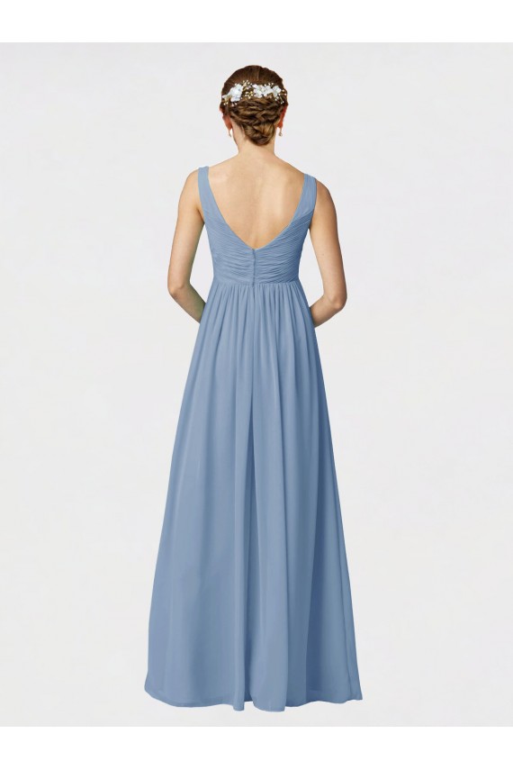 A-Line Sweetheart Soft Chiffon Long Dusty Blue Bridesmaid Dress Sydney