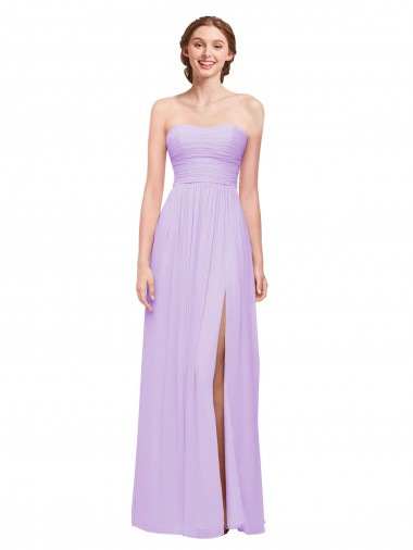 A-Line Strapless Soft Chiffon Long Lilac Evening Dress / Bridesmaid Dress Sydney