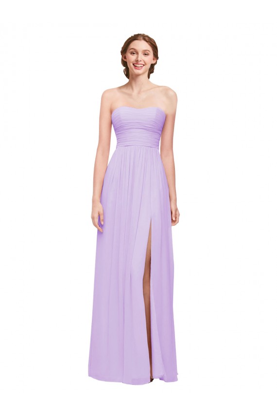 A-Line Strapless Soft Chiffon Long Lilac Evening Dress / Bridesmaid Dress Sydney