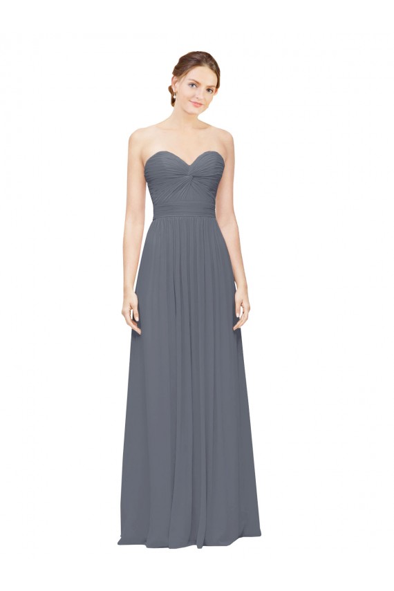 A-Line Sweetheart Soft Chiffon Long Slate Grey Bridesmaid Dress Sydney