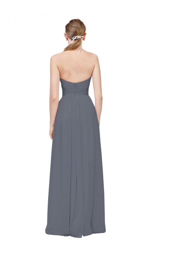 A-Line Sweetheart Soft Chiffon Long Slate Grey Bridesmaid Dress Sydney