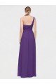 A-Line V-Neck Soft Chiffon Long Plum Purple High Low Bridesmaid Dress Sydney