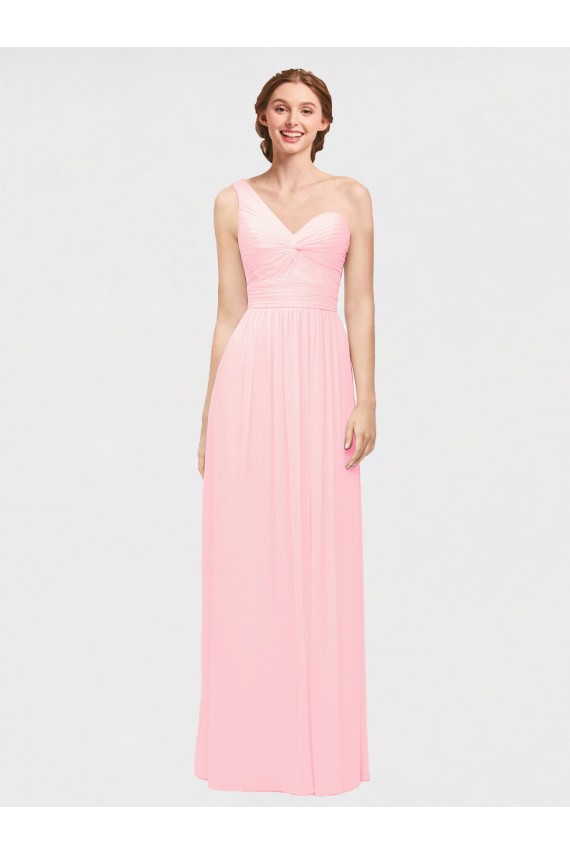A-Line Sweetheart Soft Chiffon Long Pink Bridesmaid Dress Sydney