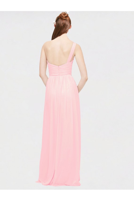 A-Line Sweetheart Soft Chiffon Long Pink Bridesmaid Dress Sydney