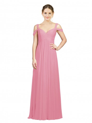 A-Line Sweetheart Soft Chiffon Long Skin Pink Bridesmaid Dress Sydney
