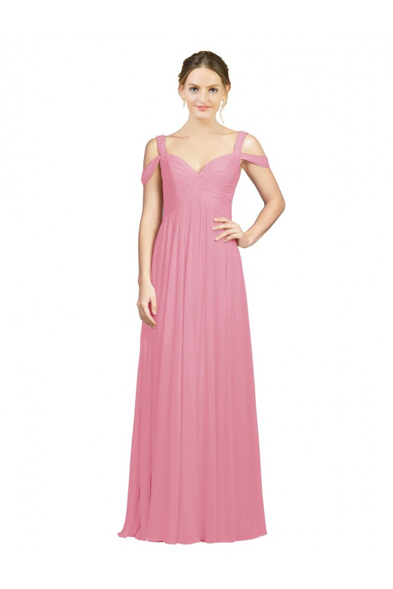 A-Line Sweetheart Soft Chiffon Long Skin Pink Bridesmaid Dress Sydney