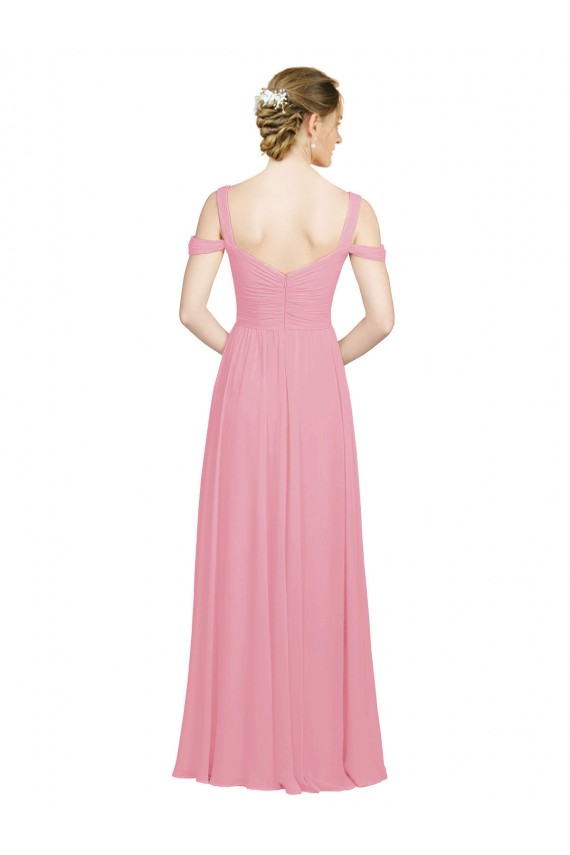 A-Line Sweetheart Soft Chiffon Long Skin Pink Bridesmaid Dress Sydney