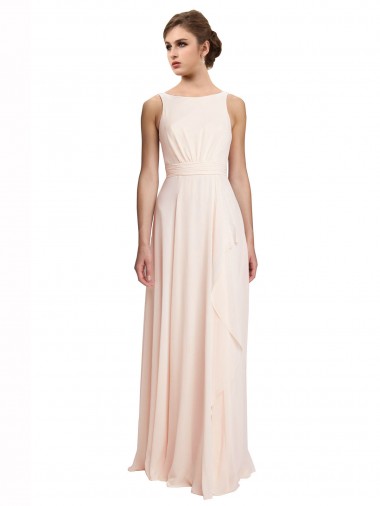 A-Line High Neck Chiffon Long Cream Pink Bridesmaid Dress / Evening Dress Sydney