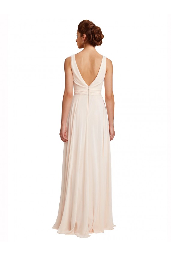 A-Line High Neck Chiffon Long Cream Pink Bridesmaid Dress / Evening Dress Sydney