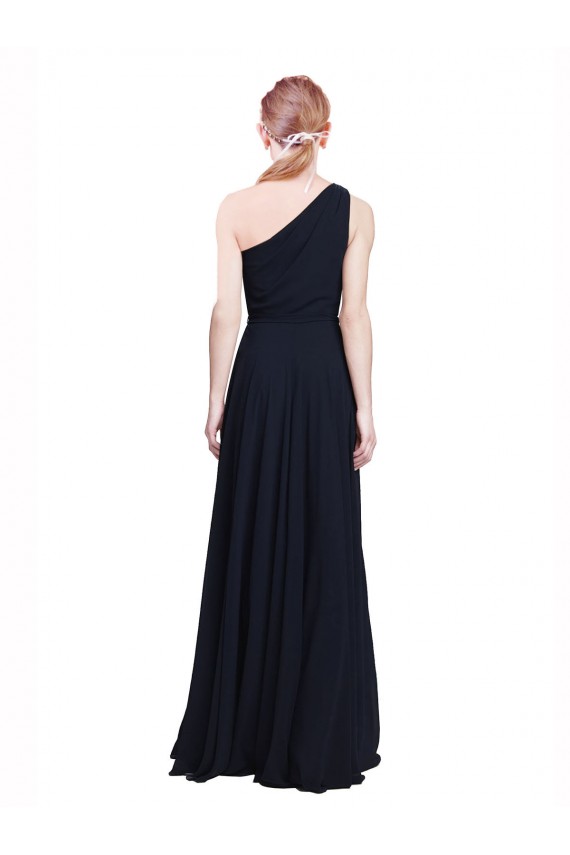 A-Line One Shoulder Soft Chiffon Long Dark Navy Bridesmaid Dress Sydney